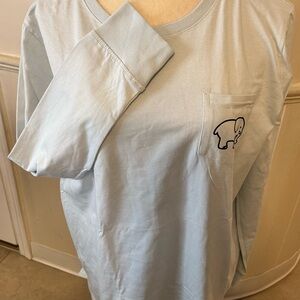 NWOT Ivory Ella Long Sleeve Pocket Tee -Light Blue -Size Large